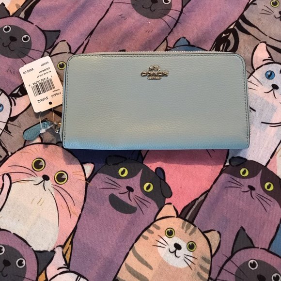 Coach long zip around wallet in powder blue - Picture 1 of 3